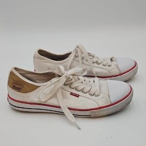 Levi's White and Red Women's Sneakers 9.5 Flats Laces
